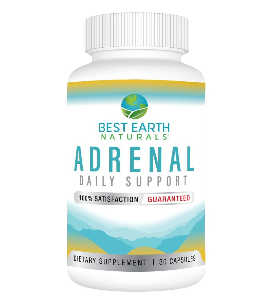 최고의 지구 자연 - 성인을위한 Adrenal 지원 - Holy Basil, B C 비타민, L-Tyrosine, Rhodiola Rosea Root, Cortisol 관리자 지원을위한 Ashwagandha 보충제 - 30 일 공급