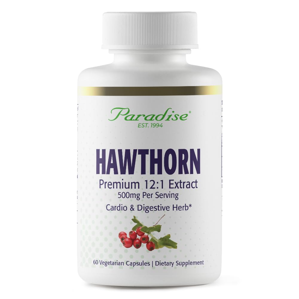 Paradise Herbs Hawthorn Berry, 활성 전체 스펙트럼 추출, 슈퍼 포렌, 울트라 순수, 비건, Gluten 무료, 60 채식 캡슐