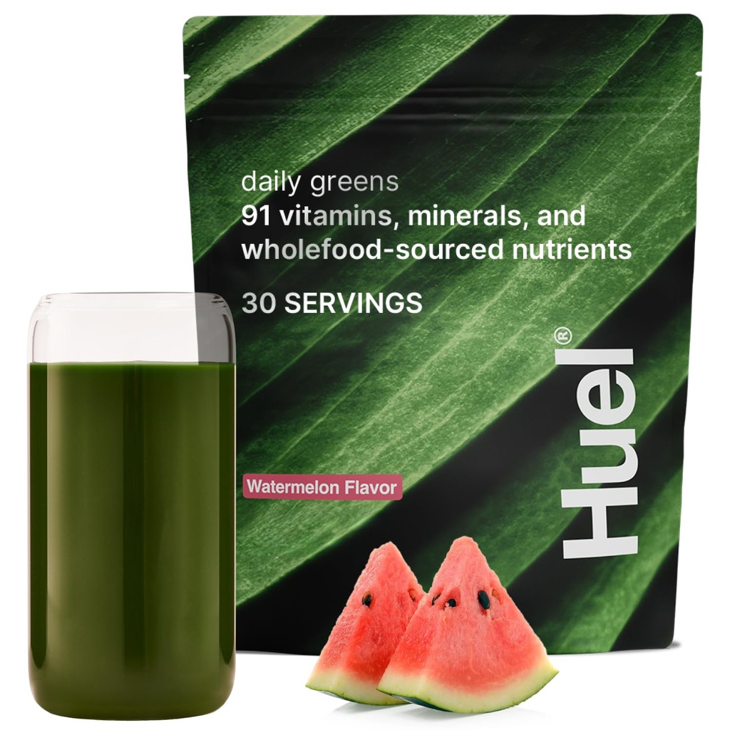 Huel Daily Greens Watermelon | Superfood Greens Powder | 91 비타민, 미네랄, 전체식품소스 성분 | Adaptogens, 산화제, 과천시 프로바이오틱스 | 30 인분
