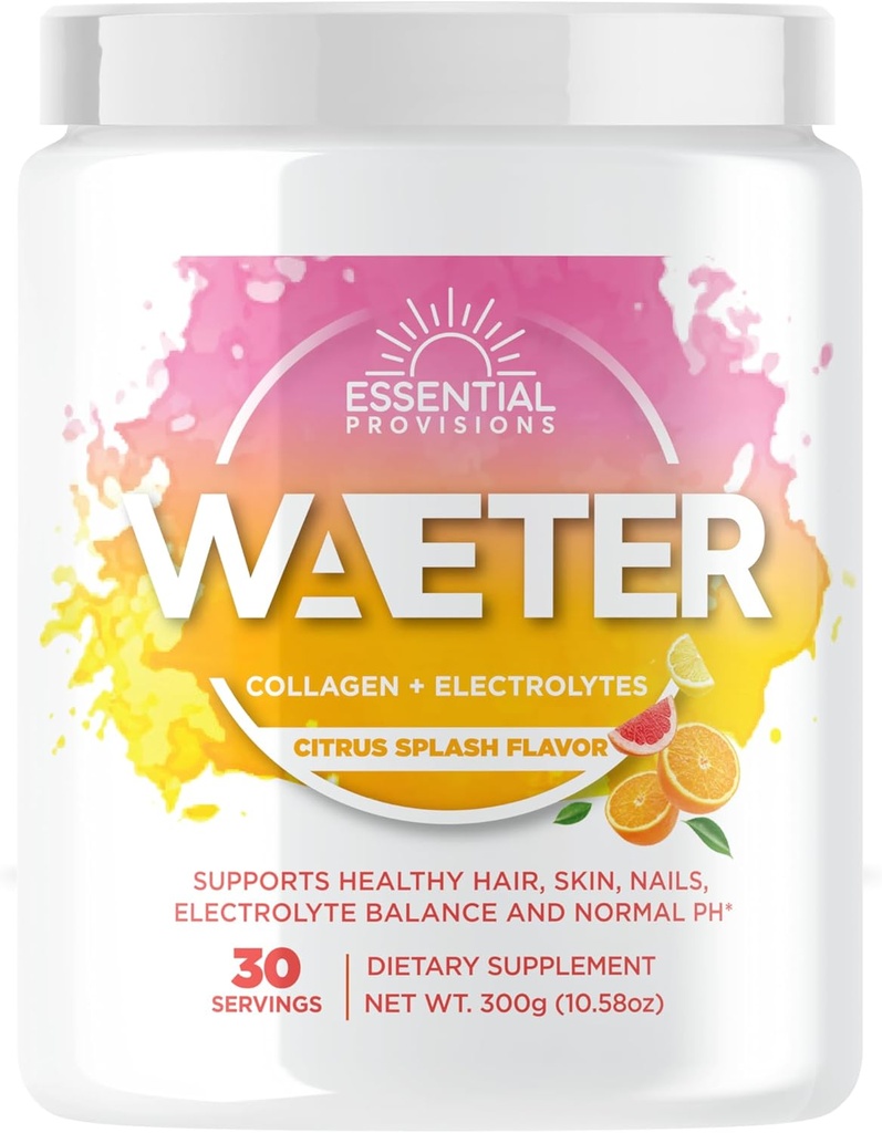 WAETER | 콜라겐 & 일렉트로이즈 분말 | 슈가프리 | 비 GMO | 글루텐 프리 | Paleo | Soy Free | Dairy Free | Grass-Fed & Pasture Raised | 30 서빙 - 시트러스 스플래시