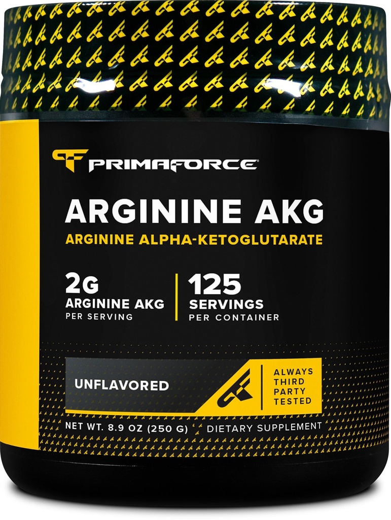PrimaForce AAKG 아르기닌 분말, 250 그램 (L 아르기닌과 알파 Ketoglutarate 산) 프리미엄 운동 보충교재, 비 GMO, Vegan, 글루텐 무료