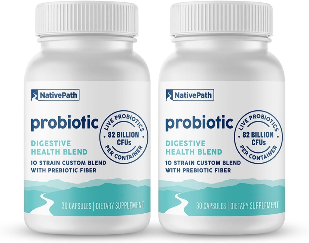 NativePath Daily Probiotic, 10-Strain 사용자 정의 혼합 프로 바이오 틱 남성과 여성을위한 보충, 82 억 CFUs - 60 개