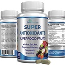 Super 산화 방지제 과일 Superfood Complex - 강력한 산화 방지제 Superfruits, Acai, Goji, Noni, Mangosteen, Pomegranate, Elderberry, Resveratrol, 면역 지원, 피부 관리 - 60 캡슐