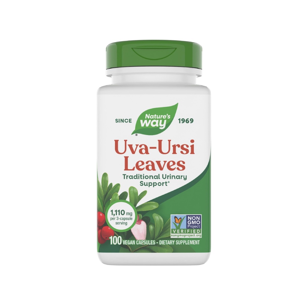 Nature's Way Uva Ursi Leaves, Traditional Urinary Support*, 3-Capsule 서빙 당 1,110 mg, Non-GMO Project Verified, Herbal Dietary Supplement, 글루텐 무료, 100 Vegan 캡슐 (패키지 May Vary)