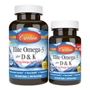 Carlson - 엘리트 Omega-3 플러스 D & K, 700 mg Omega-3s + D3 & K2의 기능, 뼈 건강 & 면역 지원, 레몬, 60+30 Softgel