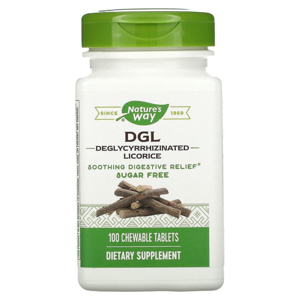 효소 치료, DGL (내외 Fructose), 100 Chewable 정제. 1 팩
