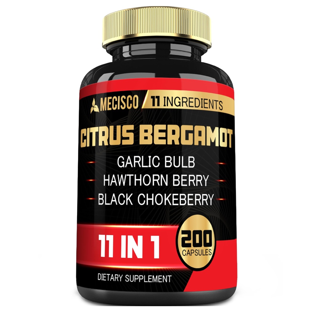 11in1 감귤류 Bergamot 보충 1000mg 올리브 잎, 호손 베리, Guggul, 마늘, 그리고 더 많은 - 지원 Immunity, Circulatory 체계 & 전반적인 건강 - 200의 캡슐