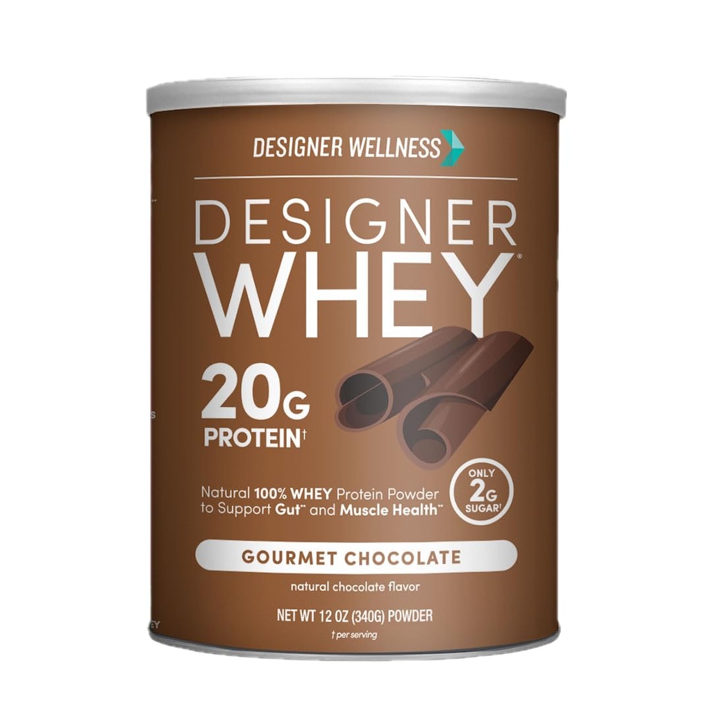 디자이너 웰빙, 디자이너 Whey, Probiotics, 섬유 및 에너지를위한 키 B-Vitamins, 글루텐 프리, 미식가 초콜릿, 12oz와 천연 Whey Protein Powder