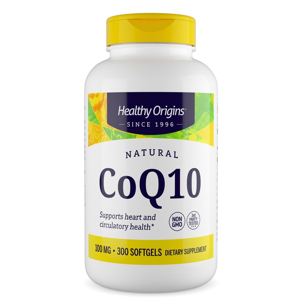 건강한 근원® CoQ10 100 mg – 자연적인 Trans Isomer Ubiquinone – Yeast Fermented, 지원 심장 건강 & 세포 에너지 – 비 GMO 300 Softgels