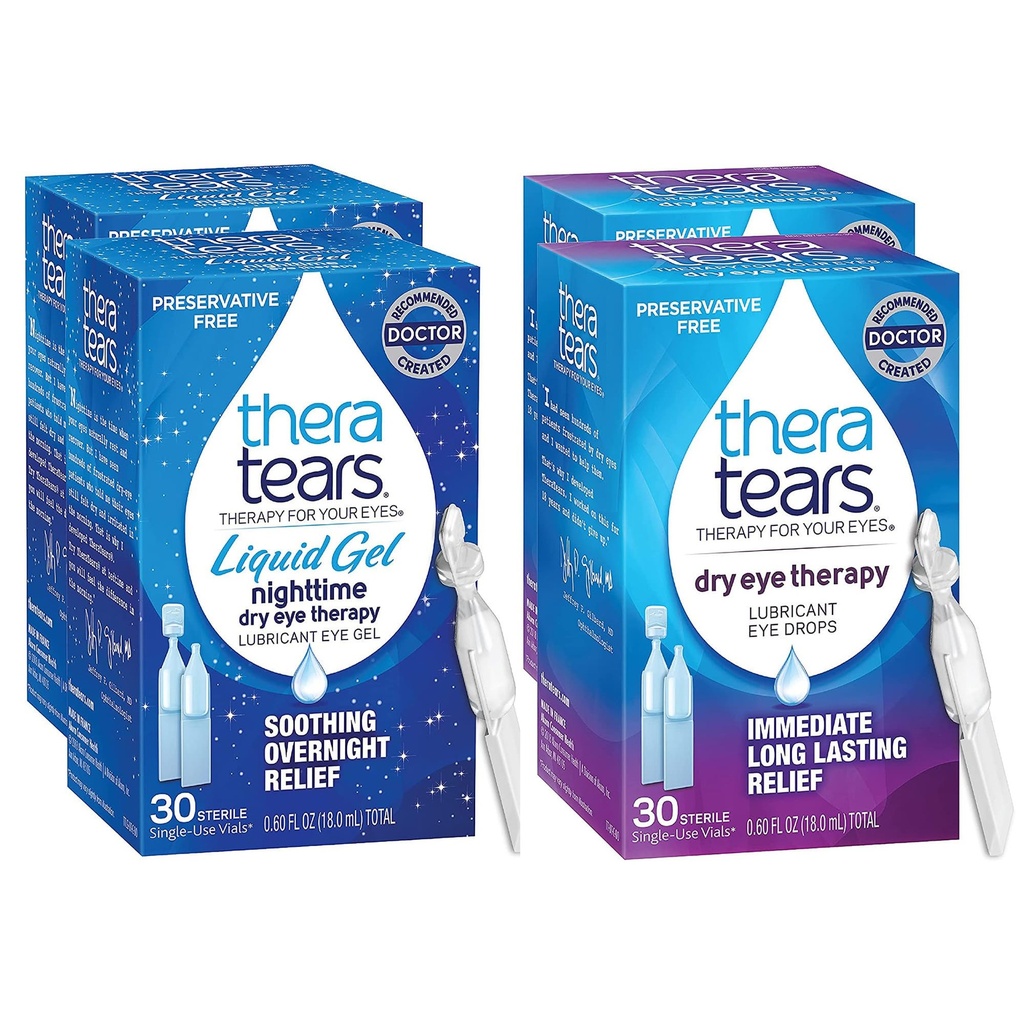 TheraTears 야간 치료 건조한 눈, 보존 자유로운, 단 하나 사용 작은 유리병, 명확한, 60 조사, 건조한 눈, 60 조사를 위한 TheraTears 눈 강하를 가진 0.6 Fl Oz, 60 조사 단일 용도 작은 유리병
