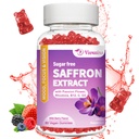 Saffron Gummies, 1 Saffron 보조 식품 Magnesium, Ashwagandha & Rhodiola Rosea, Sugar Free Vegan 혼합 Berry 맛 - 60Cts