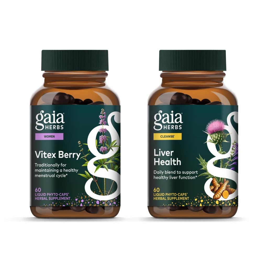 Gaia Herbs Vitex Berry (Chaste Tree) - 여성을위한 호르몬 균형 및 불임 지원 - 60 Vegan Caps & Liver Health - 우유 이틀, 리코스 뿌리와 간결 지원 -