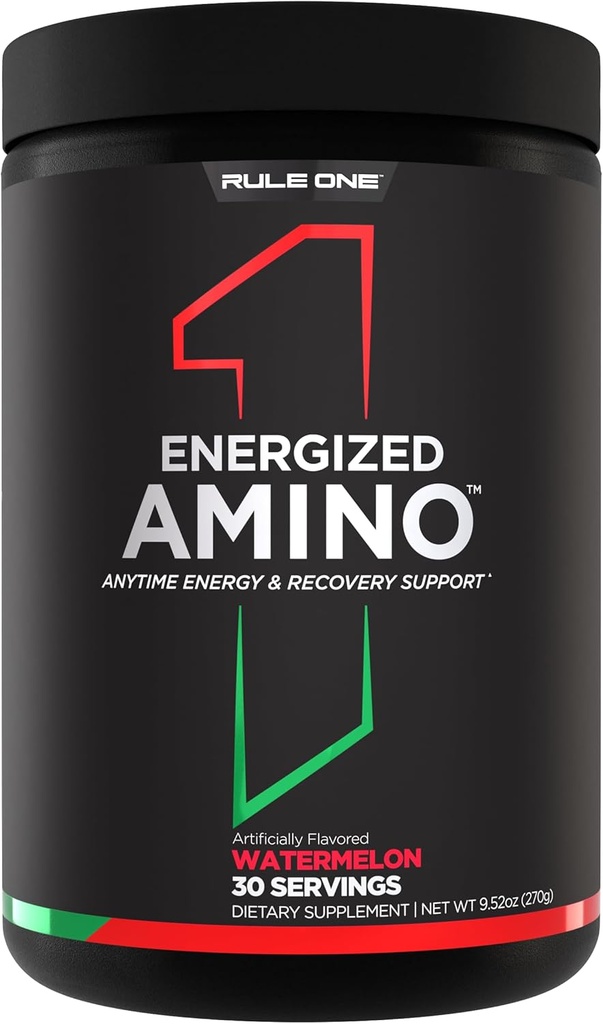 규칙 1 Energized 아미노산 – BCAAs, 글루타민, Citrulline, Beta Alanine 및 녹차 잎 추출물에서 카페인을 가진 언제든지 에너지와 회복 지원 (30의 서빙, 수박)