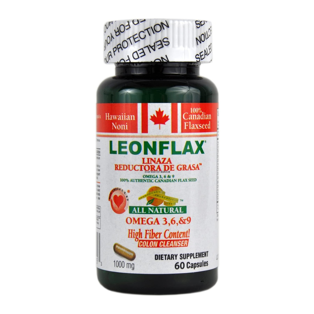 LEONFLAX, 100 % Authentic Canadian Flax Seed는 소화 건강, 60 캡슐, 병을 향상시킵니다.