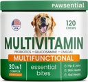 개 비타민 + 글루코사민 - Chewable Multivitamins + Probiotics, 오메가 - Hip & 합동 지원, 피부 & 외투, Gut 건강 - 성인 & 고위 - 크고 작은 Breed - 120 Chews
