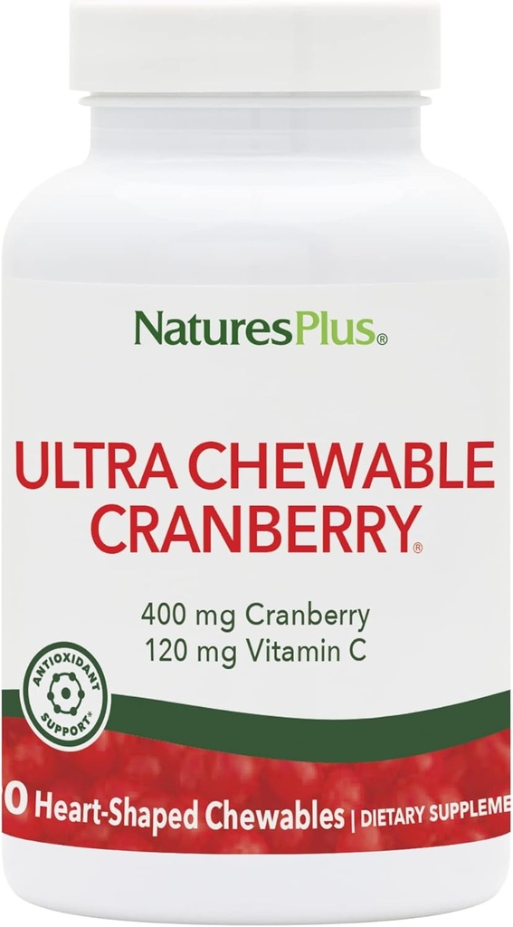 NaturesPlus Ultra Chewable Cranberry - 90 Love Berries Tablets, Pack of 2 - Urinary Tract Health - Non-GMO, 글루텐 프리 - 90 Total 서빙