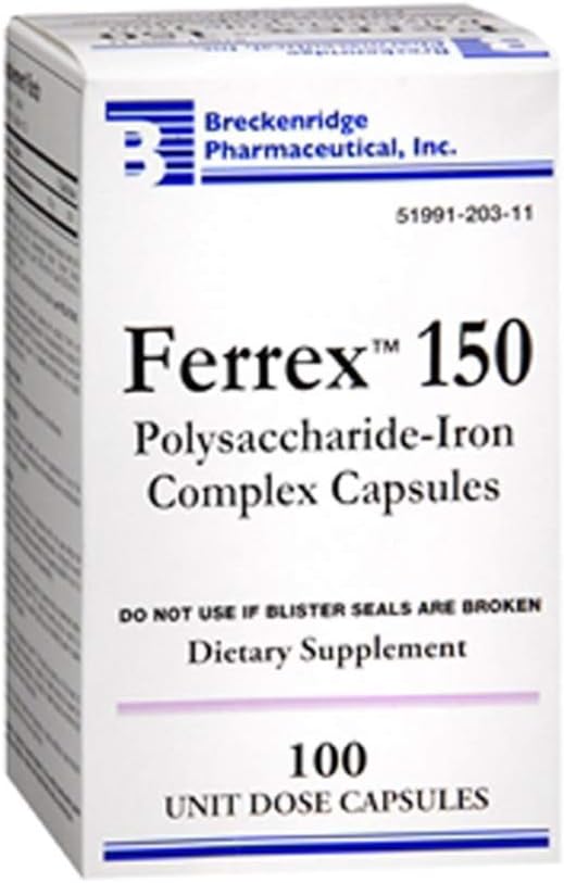 FERREX 150 다당류 철 복합 캡슐 100 개