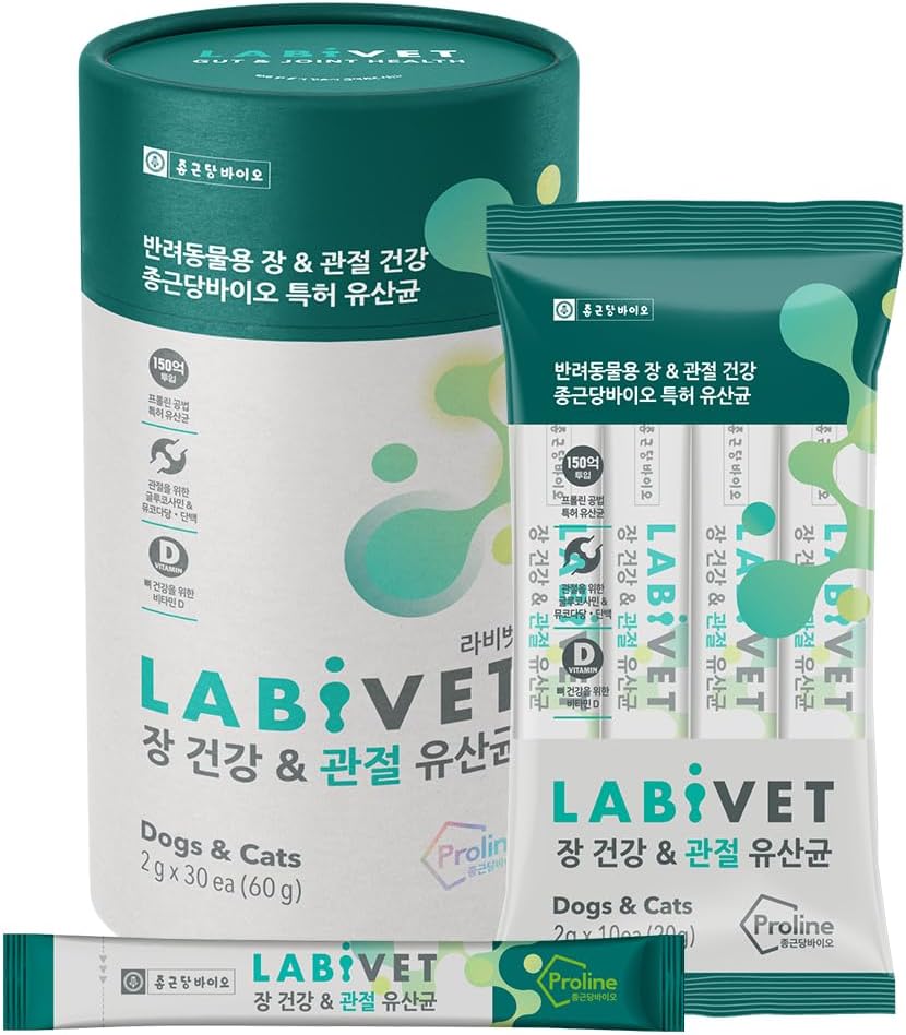 개 및 고양이를위한 Probiotics, Gut Health & Joint Supplements Powder Probiotic Dog Supplement, 30 Count (Pack of 1)