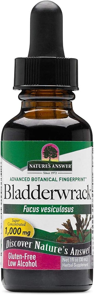 자연의 답변 Bladderwrack Thallus 유기 낮은 알코올 1 유체 Ounce | 천연 면역 부스터 | 다이어트 지원 | 건강한 Thyroid