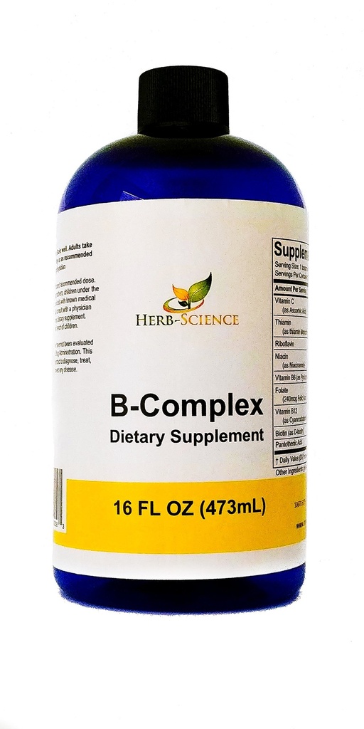 비타민 B 복합 비타민, 비타민 C 액체와 슈퍼 B 복합 비타민, 16 온스 - B1, B2, B3, B5, B6, B7, B9, B12, Folic Acid, Niacin, Biotin, Alcohol-Free - 허브 과학