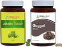 HERBAL HILLS Alfalfa 정제 및 Guggul 캡슐 Guggulu 팩 2 콤보