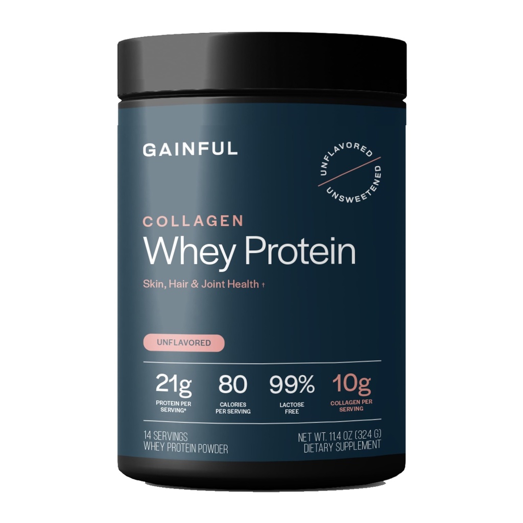 익지않는 교원질 Whey 단백질 분말, 서빙 당 21g 단백질, Unflavored, 지원 근육 회복, 합동 건강 및 잔디 먹이는 교원질 펩티드, 비타민 C, 14의 서빙을 가진 피부 Hydration