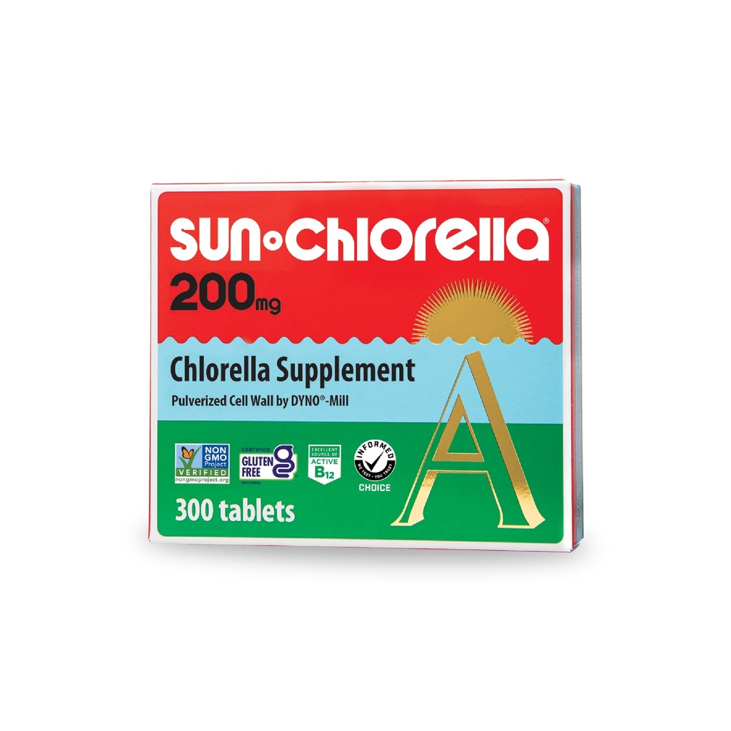 Sun Chlorella 200 mg 녹색 조류 Superfood 보충교재 - Pulverized 세포 벽 - Chlorophyll, CGF, 활동적인 B12, 철, 단백질 - 비 GMO - 300 기타 제품