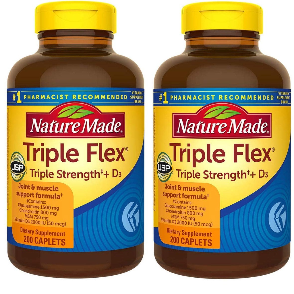 Nature Made TripleFlex, Glucosamine Chondroitin 및 MSM - 2 병, 200 캡슐 각각, 400 캡슐 총