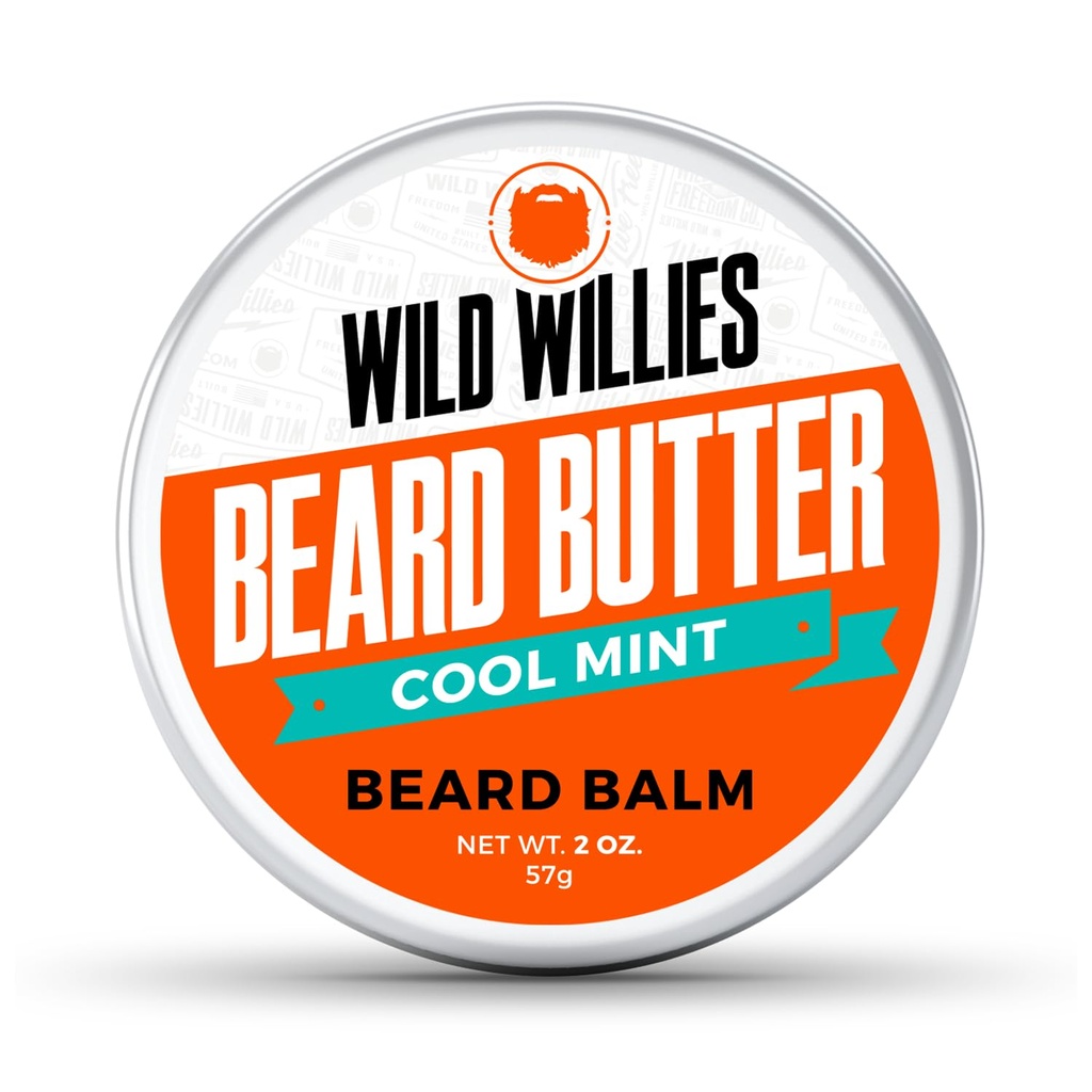 야생 Willies Premium Beard Balm for Men, Leave-In Butter 컨디셔너 유기농 성분, 승진 성장, 제거 Itch & Dandruff - 복원 수분 - 차가운 Mint, 2 Oz