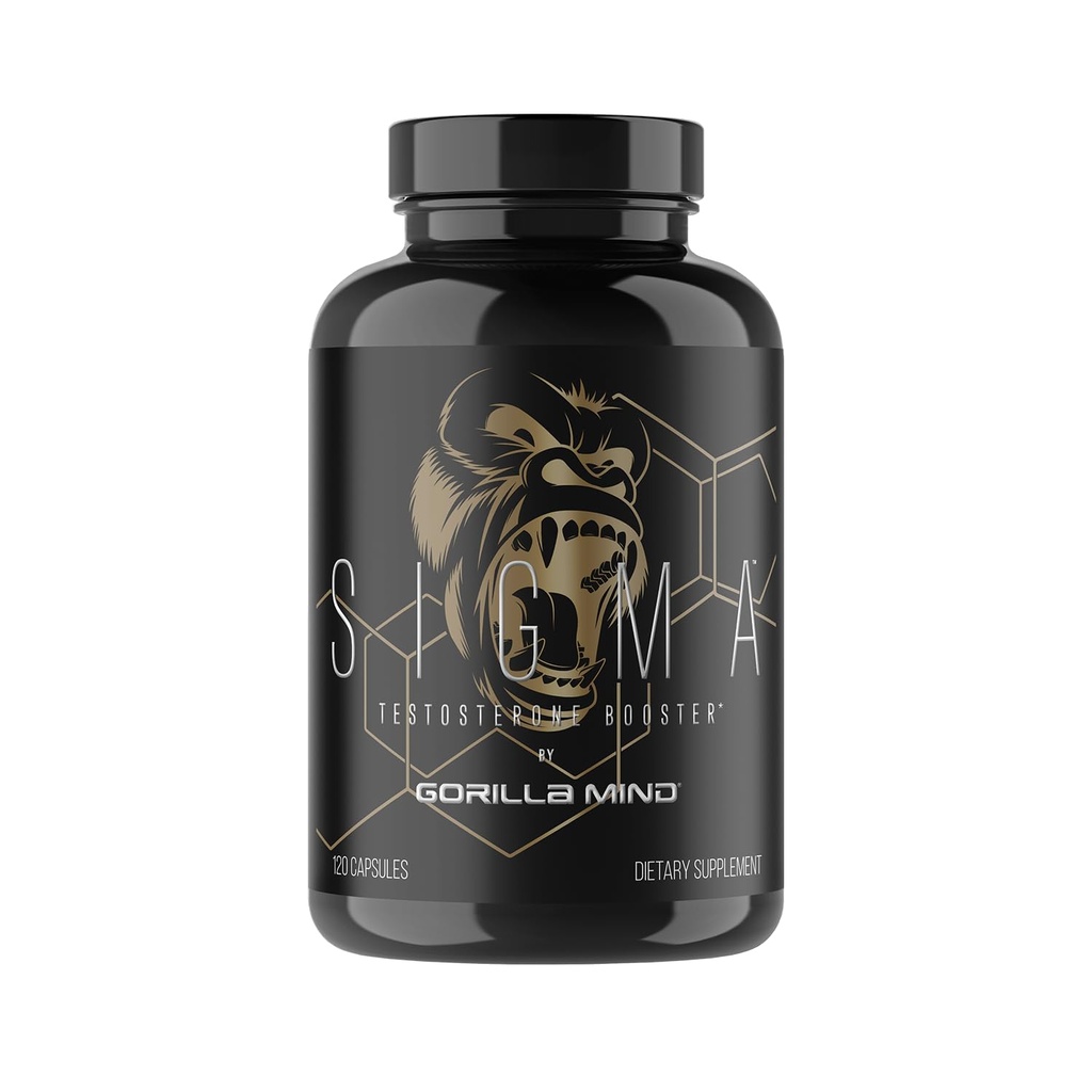 Gorilla Mind Sigma Testosterone Booster - Tongkat Ali 및 Fadogia Agrestis Extract로 제작 된 높은 테스토스테론 레벨 (120 캡슐)