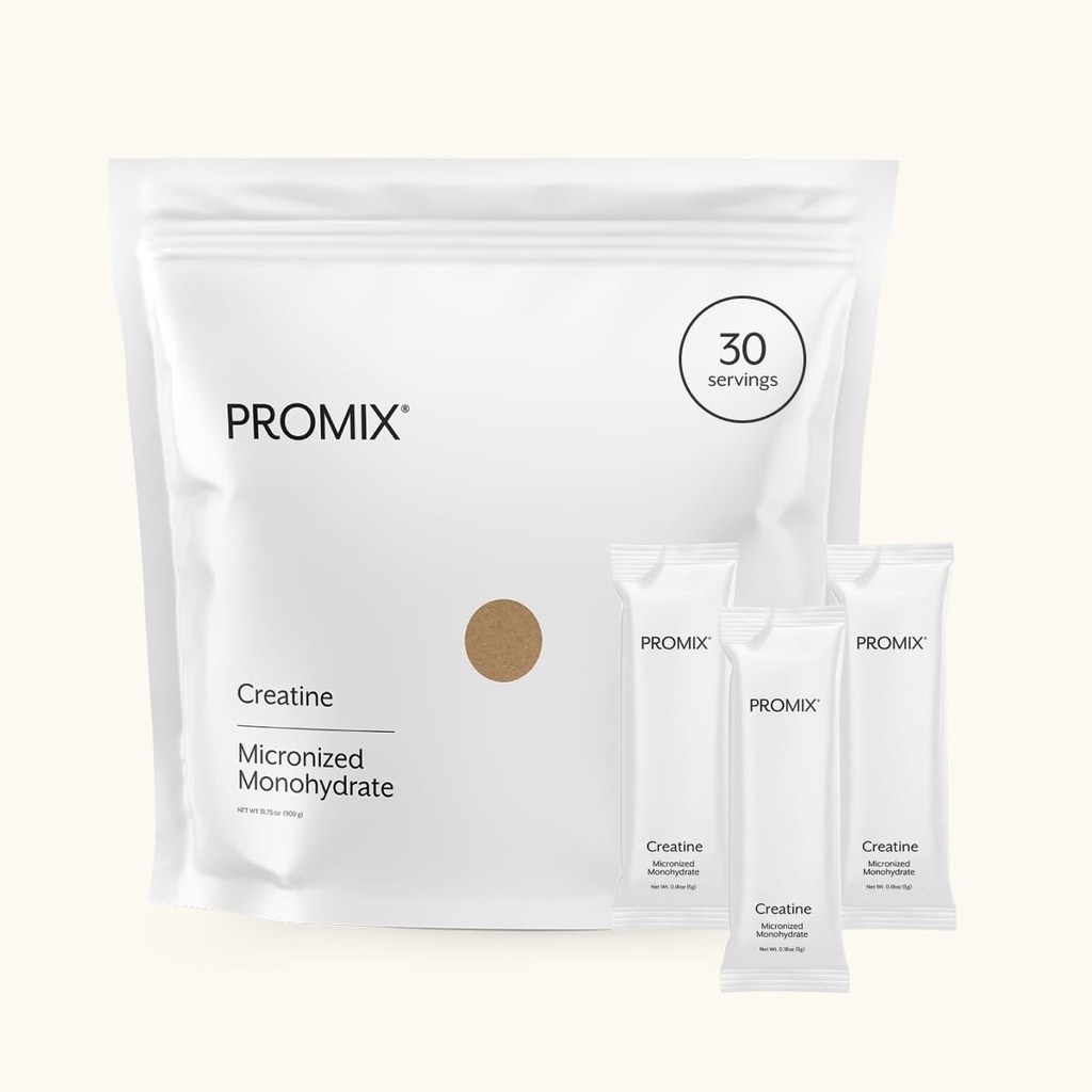 ProMix 영양 크레아틴 Monohydrate 여행 팩, 남자와 여자를 위한 미크론으로 입힌 청결한 크레아틴의 5g, 지원 근육 성장 & 회복, 채식주의자 - 30의 서빙