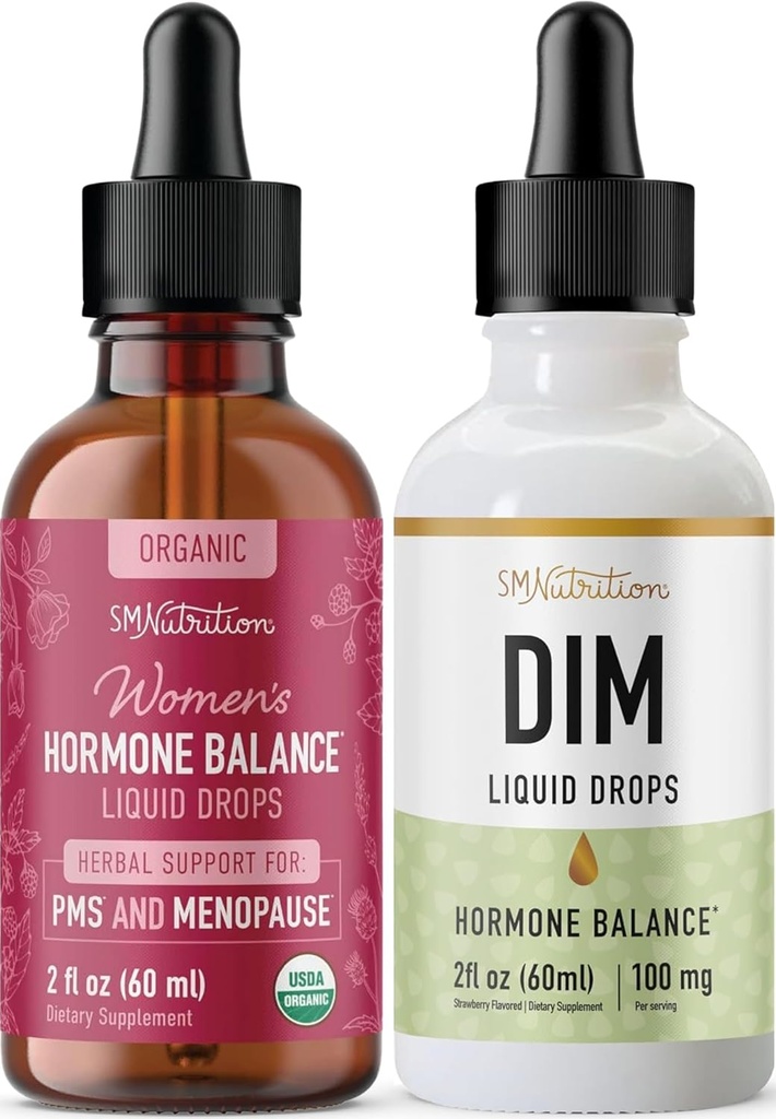 Liquid DIM Supplement & Herbal Hormone Balance Tincture | 100mg DIM (25 서빙) 및 PMS Menopause & Menstrual Support Liquid with Black Cohosh (60 서빙)