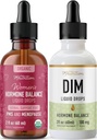 Liquid DIM Supplement & Herbal Hormone Balance Tincture | 100mg DIM (25 서빙) 및 PMS Menopause & Menstrual Support Liquid with Black Cohosh (60 서빙)
