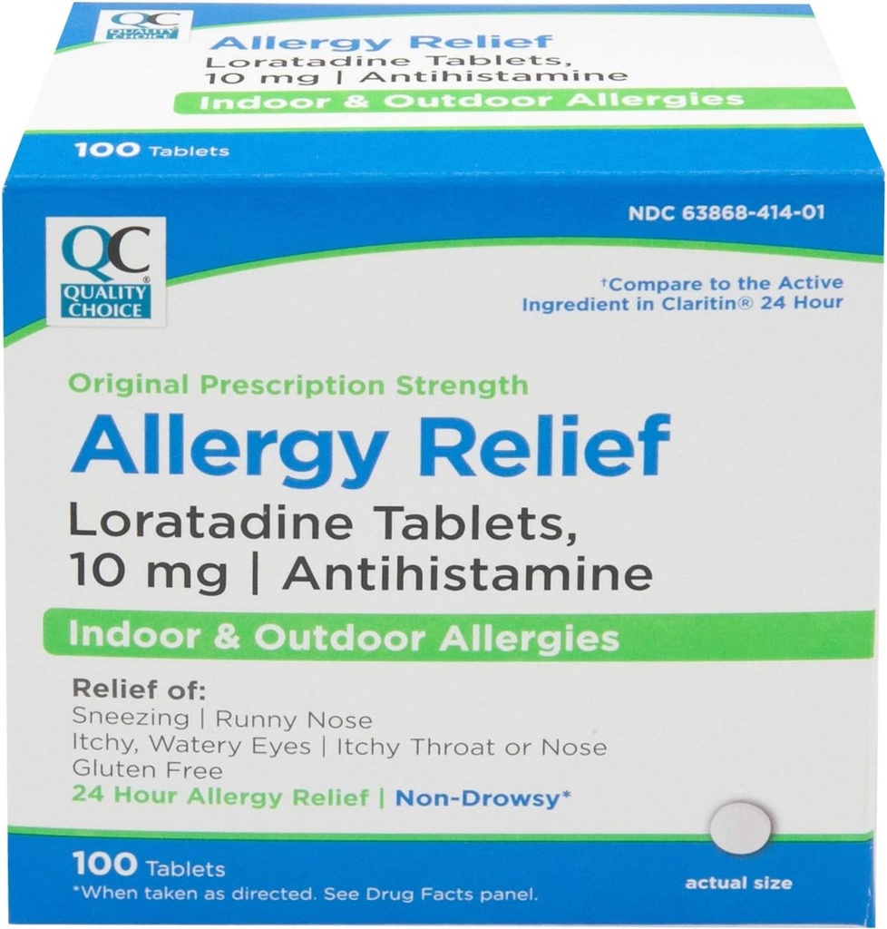 질 선택 24 시간 알레르기 약, 실내 & 옥외 알레르기, Loratadine 10mg 항히스타민, Sneezing, Runny Nose, Itchy & Watery 눈, 100 조사의 기복을 위한 비 돌진 기복