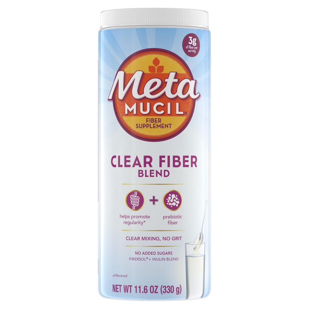 Metamucil 섬유 보충교재, Unflavored 명확한 섞는 분말 없음, Grit 없음, 설탕 없음, 식물 매일 소화 건강을 위한 근거한 Prebiotic 섬유 보충교재 혼합, 75 teaspoons