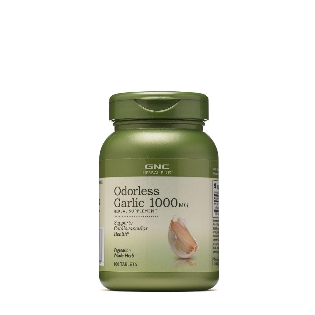 GNC 초본 플러스 무취 마늘 1000mg 보충교재, 채식주의자, 지원 심장 혈관 건강, 100개의 서빙