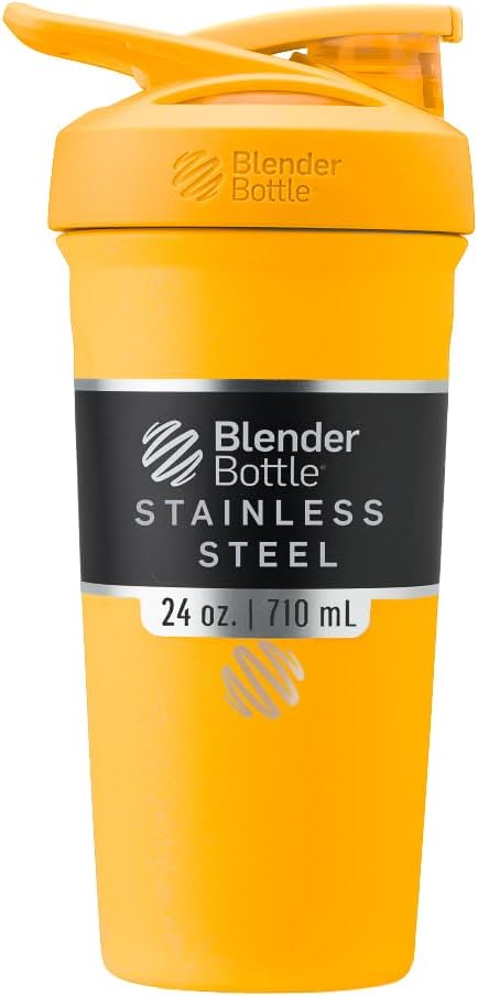 BlenderBottle Sport는 와이어 위스키, 24Ounce, Mango - Athletes & Fitness Enthusiasts, Easy Mixing, Keeps Drinks Cold, Lockable Lid를 가진 스테인리스 셰이커 병을 격리했습니다.