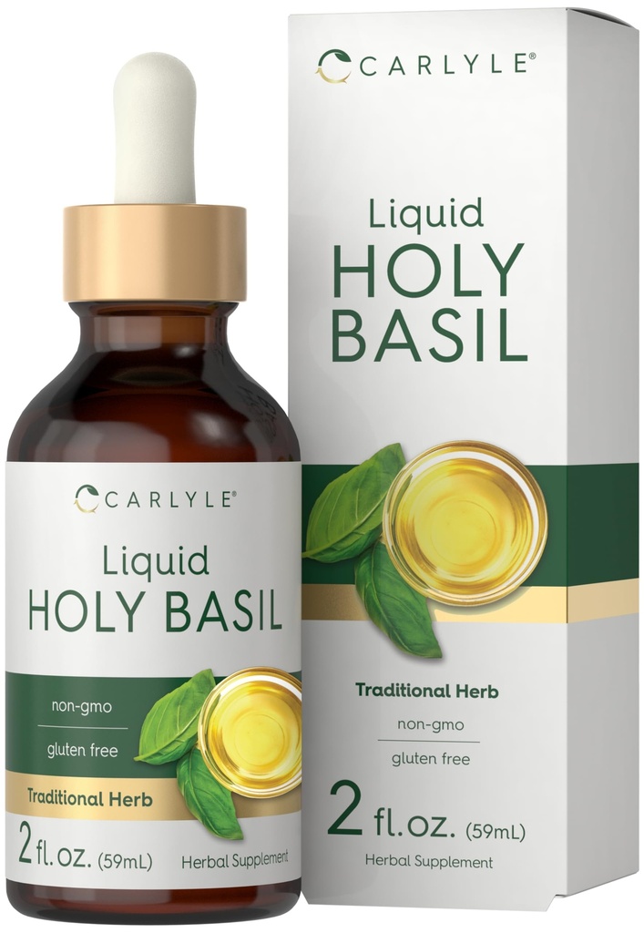 Carlyle Holy Basil Tincture | 2 Fl Oz | 액체 추출물 보충교재 | Tulsi Leaf | 채식 드롭 | 비 GMO, 글루텐 프리