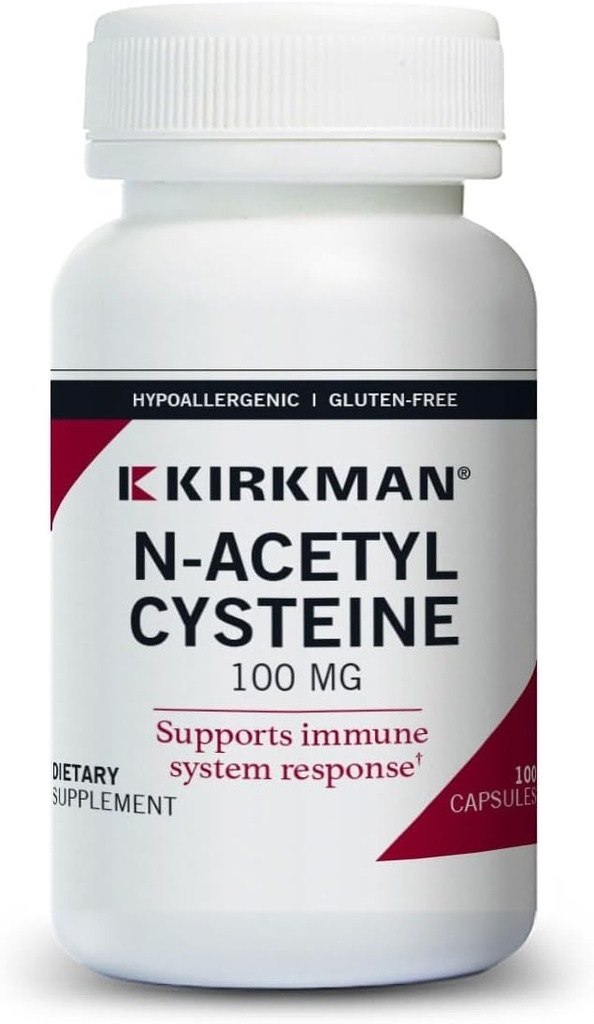 Kirkman N-Acetyl Cysteine100 mg - Hypoallergenic ||NAC || 100 채식 캡슐 || 글루텐과 Casein Free || 산화 방지제 || 지원 면역 시스템 응답.
