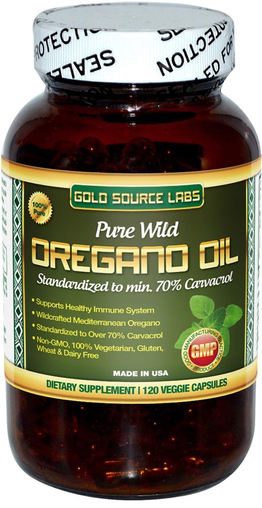 야생 Oregano 오일 캡슐 - 120 액체 Veggie Softgels - 순수한 표준화 된 야생 Oregano 잎 추출물은 Immune 시스템 건강을위한 70 % Carvacrol (32 mg)을 제공합니다 - 비 GMO, Vegan, 글루텐 무료