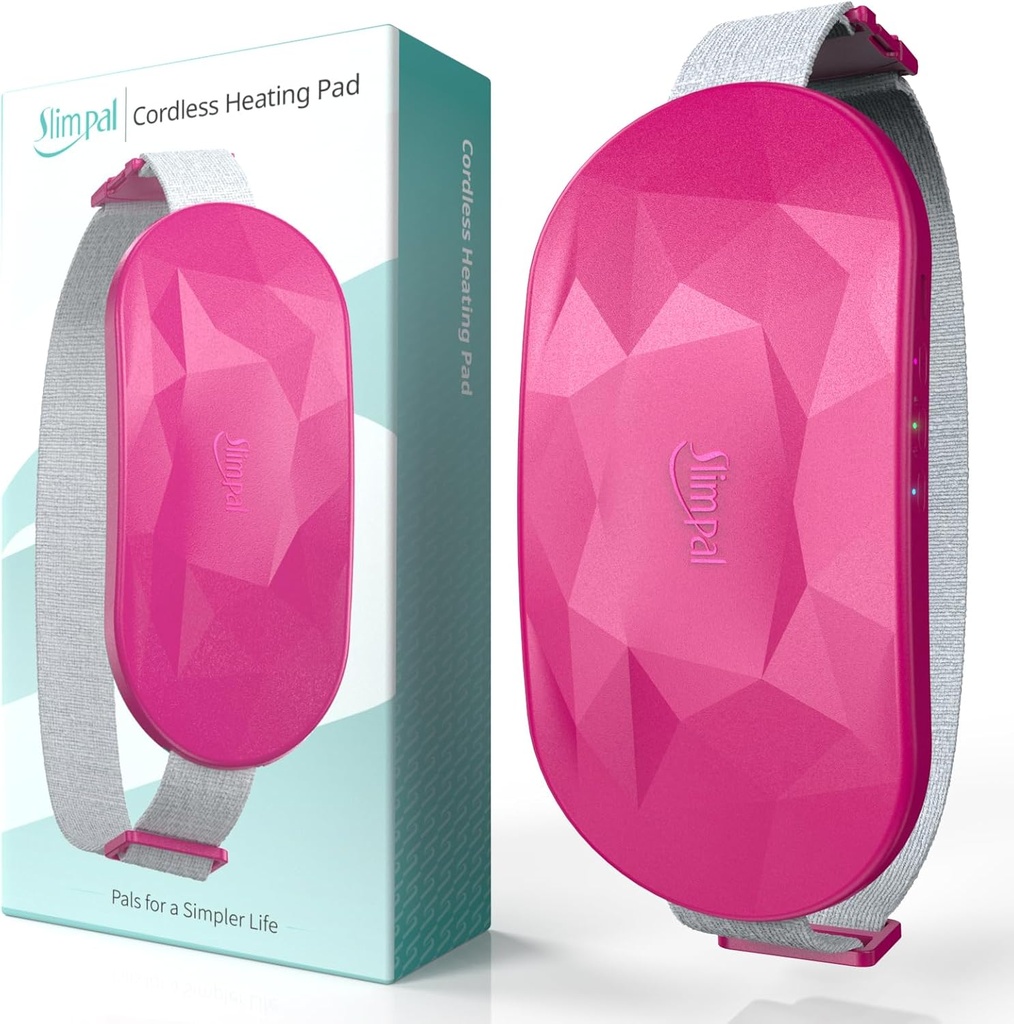 Slimpal 기간 크림프를 위한 휴대용 난방 패드, 전기 코드가 없는 뒤 우단 허리 Menstrual 주름 기복을 위한 난방 패드, 그녀의 여자 소녀 아내를 위한 재충전용 착용할 수 있는 열 벨트 선물, 어두운 분홍색