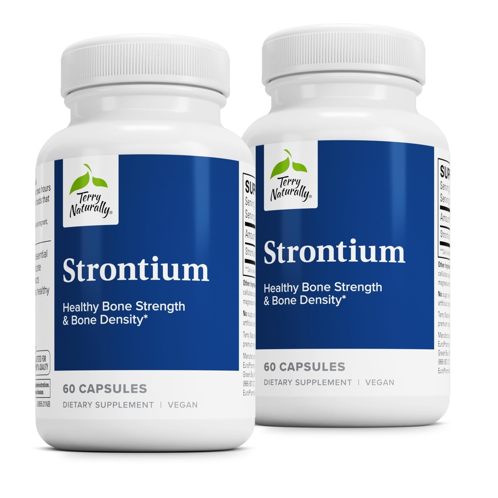 Terry Naturally Strontium - Bone Health & Strength Support Supplement - Vegan 캡슐과 보충 - 우수한 흡수를위한 Strontium Citrate - 60 캡슐 (팩 2)