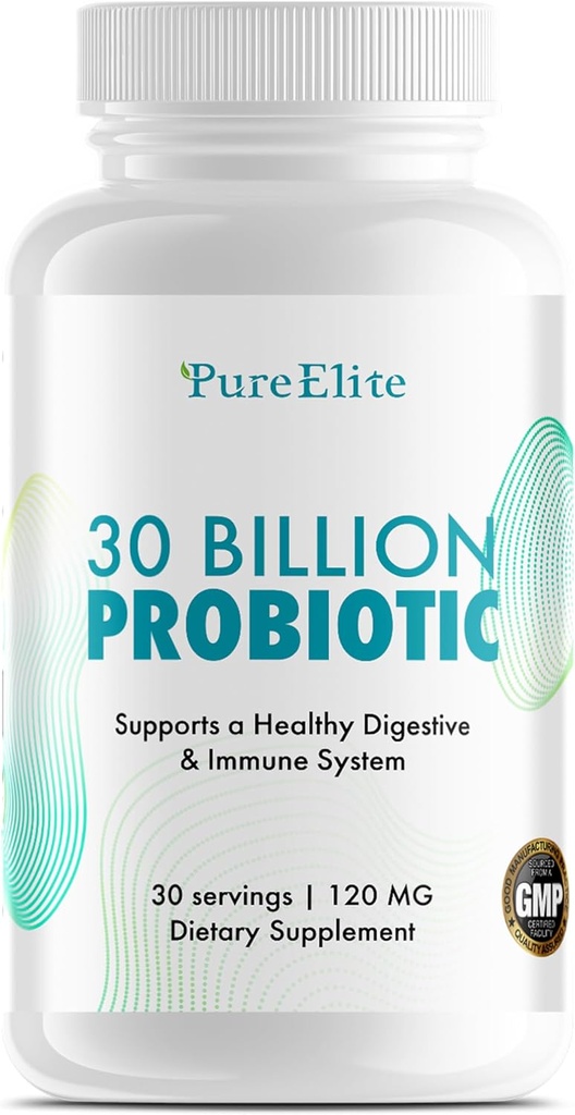 DE111® & 10 Strains를 가진 Gut Probiotic 30 Billion CFU - 소화 건강을 위한 높은 Potency Probiotic 보충교재, 면역 체계 지원, 강화한 영양 흡수 - Non-GMO, 30 채식 캡슐