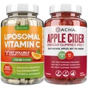 궁극적 인 면역 부스트 번들 - Liposomal 비타민 C & Apple Cider Vinegar Gummies, Detox 및 Cleanse, 어머니와 체중 감소 지원 ACV, Stomach 친절하고, 높은 흡수 효능 Ascorbyl Palmitate
