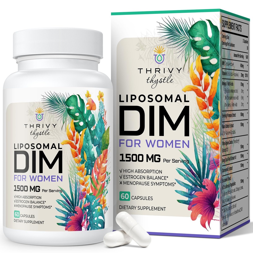 Liposomal DIM 보충교재 - 1500 mg 여자 DIM 보충교재 - 에스트로겐은 비타민 E, 저녁 Primrose, 까만 Cohosh, Omega-3 지방산을 포함합니다