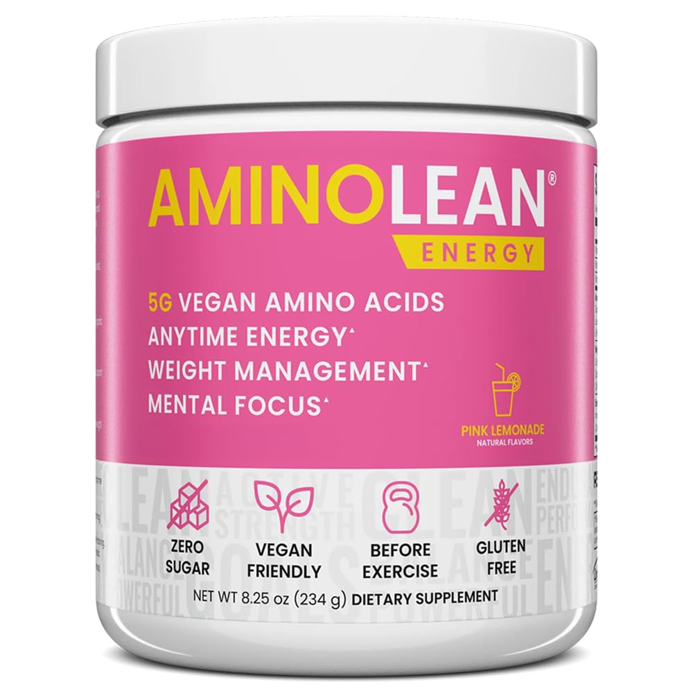 RSP NUTRITION AminoLean Pre 운동 분말, Amino Energy & Weight Management with Vegan BCAA 아미노산, 자연 카페인, 남성 및 여성을위한 Preworkout Boost, 30 Serv, Pink Lemonade ...