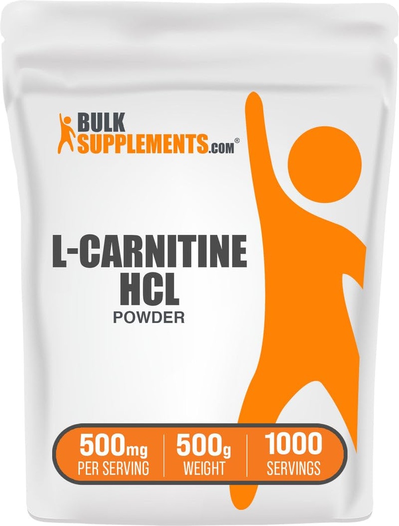 BulkSupplements.com L-Carnitine HCl 분말 - Carnitine 보충, Carnitine 분말, L-Carnitine 500mg - Unflavored & 글루텐 무료, 봉사 당 500mg, 500g (1.1 파운드) (1의 포장)