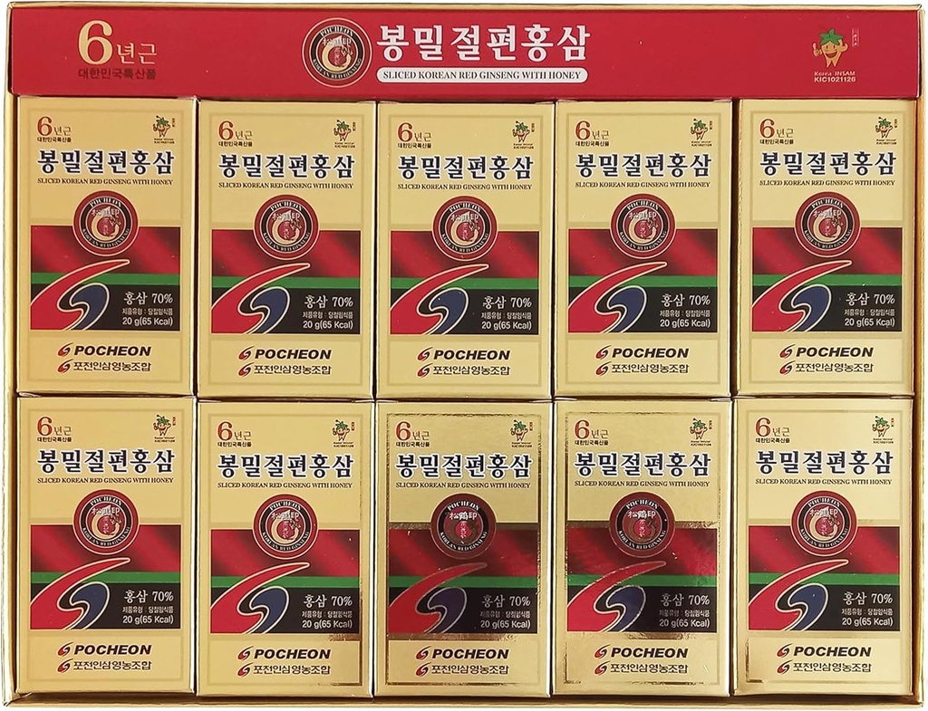 포천 200g (10ea X 20g) 6Years 꿀, Saponin, 자연 면역 지원과 함께 한국의 Panax Red Ginseng 뿌리