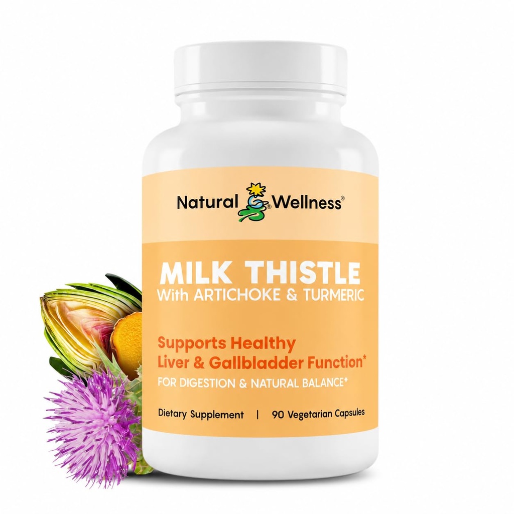 Natural Wellness Milk Thistle with Artichoke & Turmeric – Detox, Regeneration & Antioxidant Protection에 대한 고급 라이브 지원 보충 – Liver Cleanse, Digestion & 전반적인 웰빙 지원