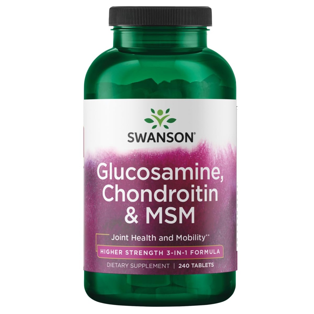 Swanson Glucosamine Chondroitin MSM (methylsulfonylmethane) 3-in-1 공식 합동 Mobility 융통성 안락 연골 연결 조직 건강 지원 Dietary 보충교재 240 정제 (Tabs)